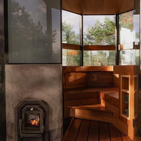 Cozy Heat OG Thru-Wall Wood Burning Sauna Stove, Up to 18kW