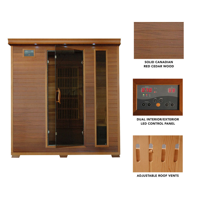 Klondike 4 Person Cedar Carbon Sauna with Adjustable Roof Vents