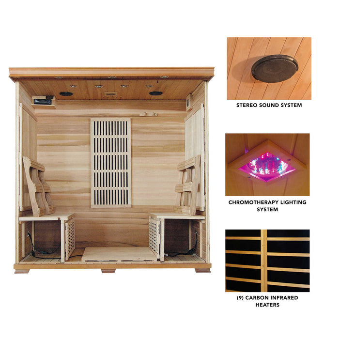 Klondike 4 Person Cedar Carbon Sauna with Adjustable Roof Vents