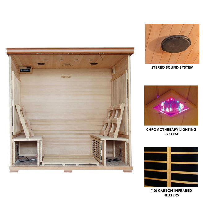 Great Bear 6 Person Cedar Carbon Infared Sauna with 10 Low EMF Heaters