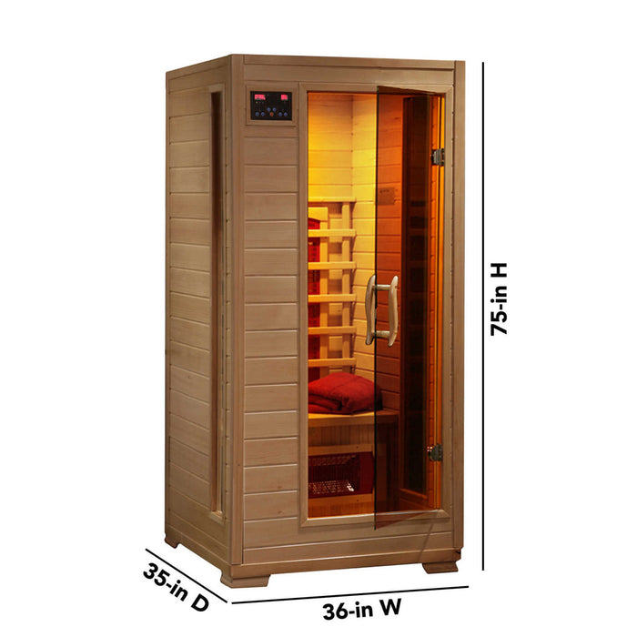 Buena Vista 1-2 Person Hemlock Infrared Sauna with 3 Ceramic Heaters