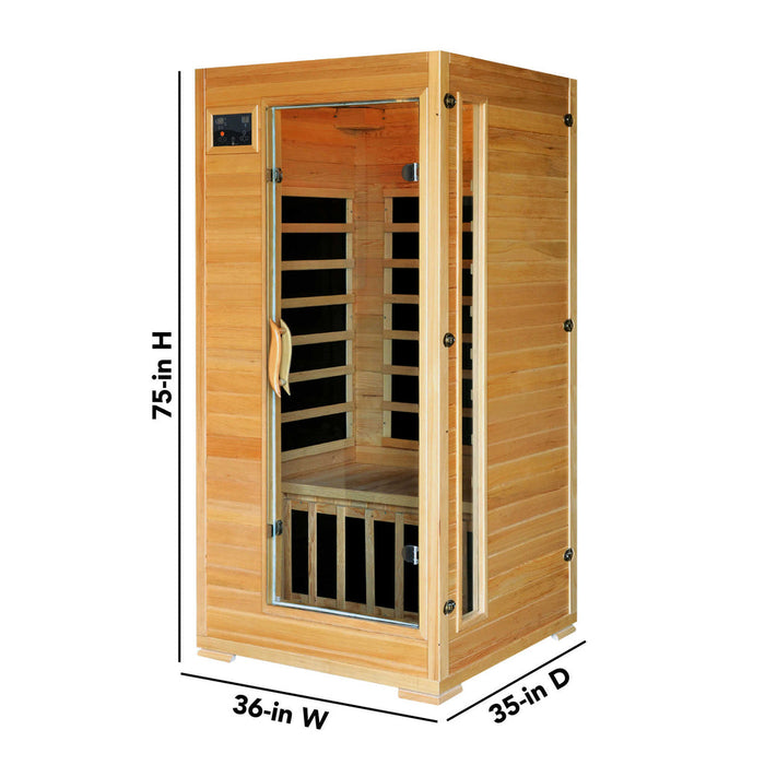 Buena Vista 1-2 Person Hemlock Infrared Sauna with 4 Carbon Heaters