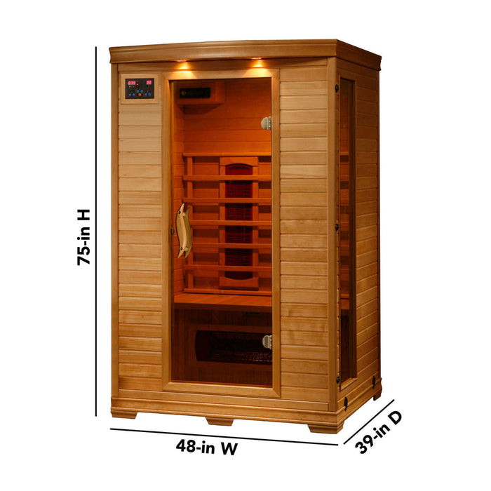 Coronado 2-Person Deluxe Hemlock Infrared Sauna with 5 Ceramic Heaters