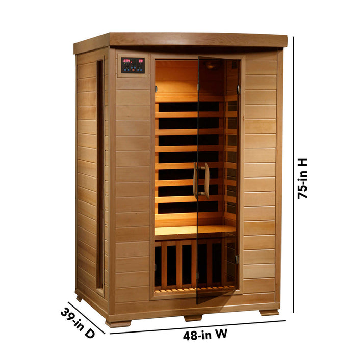 Coronado 2 Person Deluxe Hemlock Carbon Infared Sauna with 6 Heaters