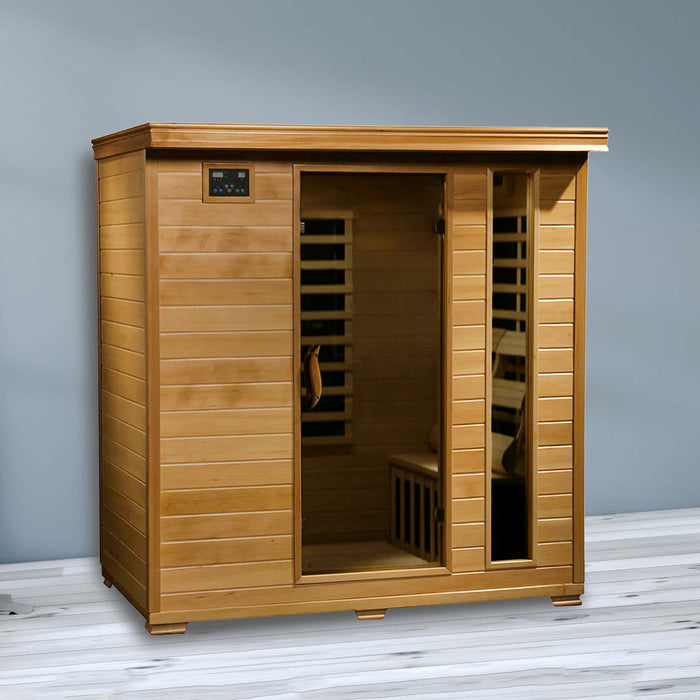 Monticello 4 Person Hemlock Sauna with 9 Low EMF Carbon Infrared Heaters