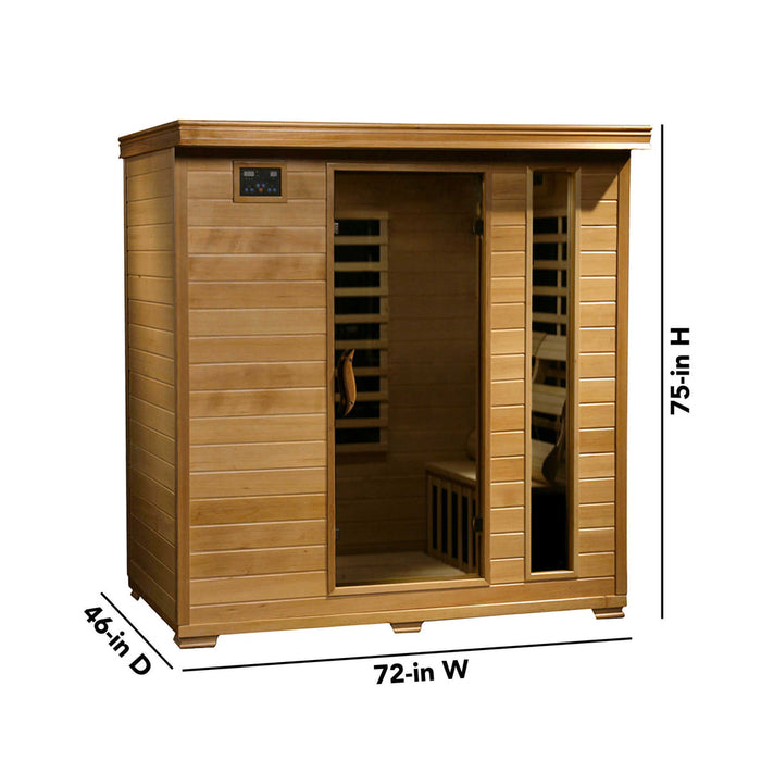 Monticello 4 Person Hemlock Sauna with 9 Low EMF Carbon Infrared Heaters