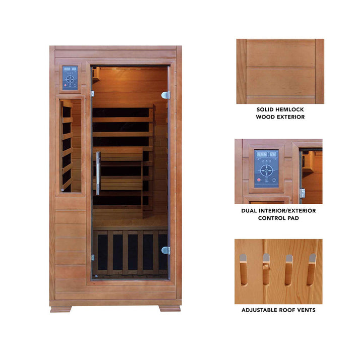 Majestic 1-2 Person Carbon Sauna with 5 InfraWave Carbon Heaters