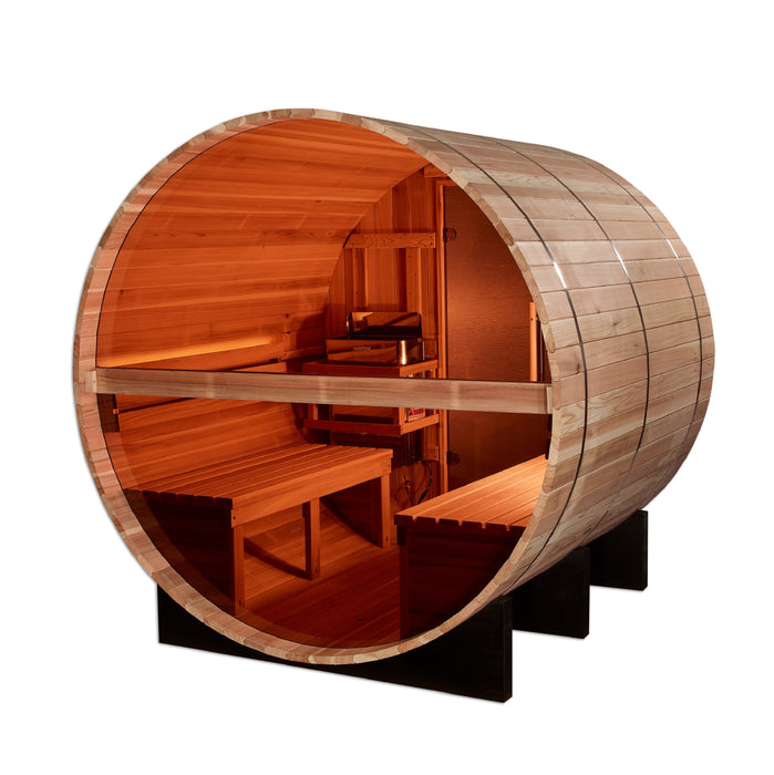 Zurich 4 Person Barrel with Bronze Privacy View - Traditional Sauna