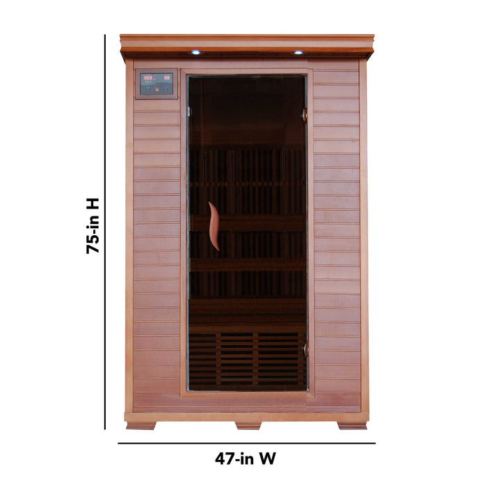 Yukon 2 Person Cedar Carbon Infared Sauna with Adjustable Roof Vents